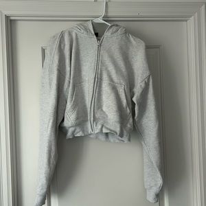 TNA Terry Fleece Boyfriend Cropped Zip Hoodie